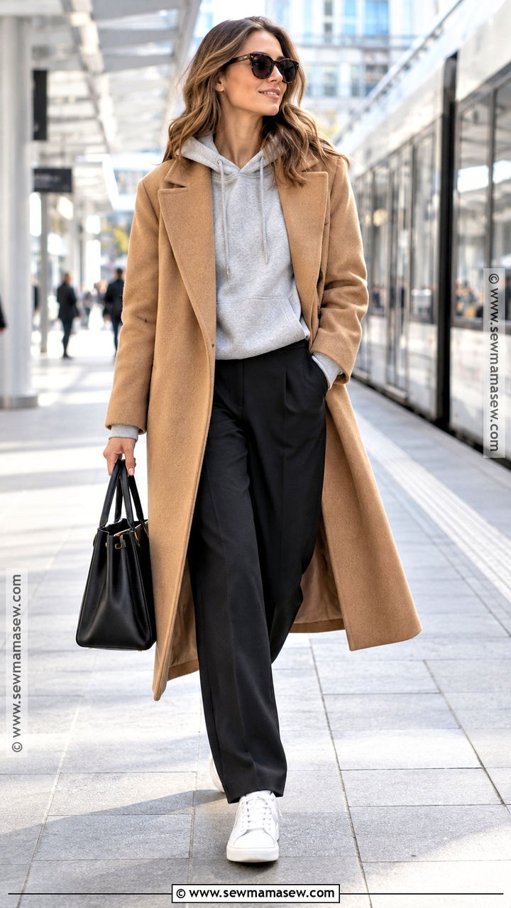 Wool Coat And Hoodie Autumn Outfit - 20 layered autumn outfits