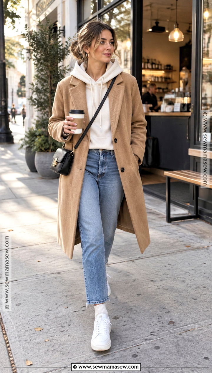 Wool Coat And Hoodie Coffee Date Outfit - 20 fall coffee date outfit ideas