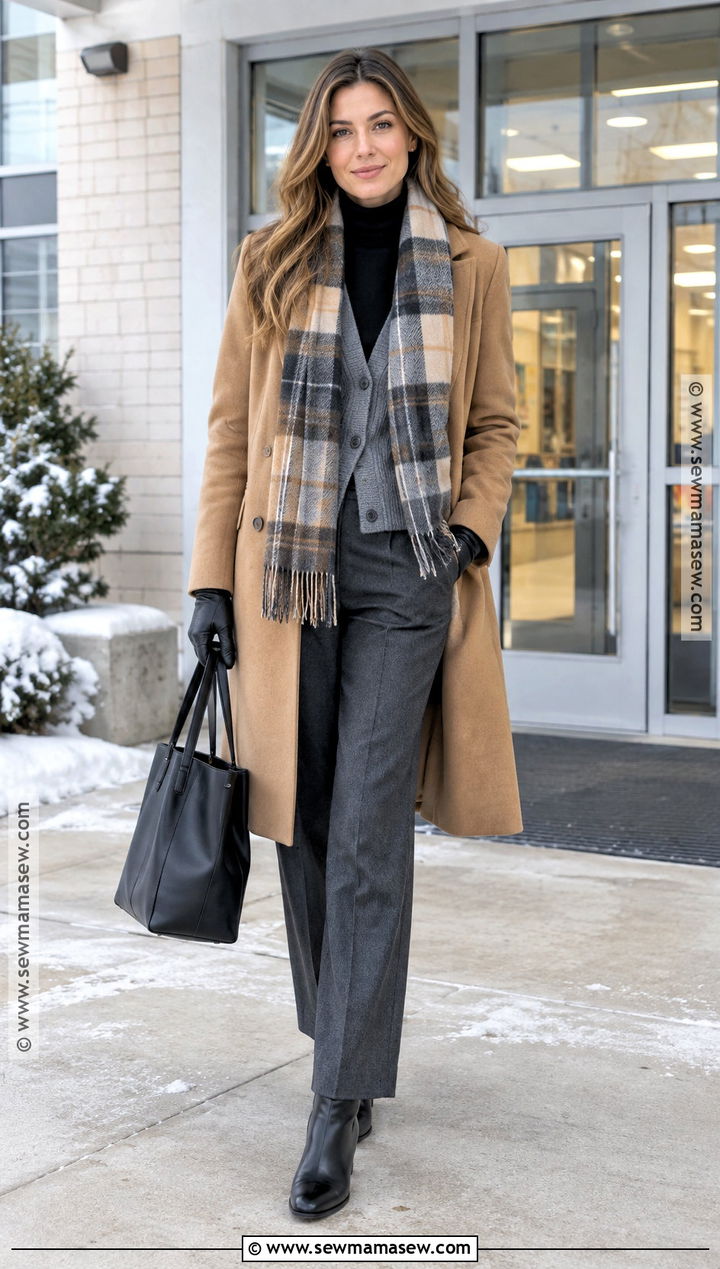 Wool Coat And Layered Trouser Teacher Outfit - 15 fall winter teacher outfits