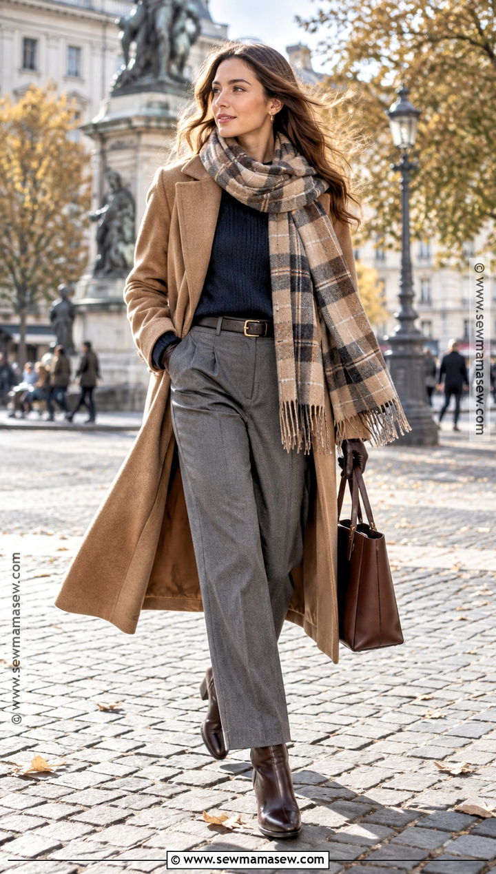 Wool Coat And Oversized Scarf Autumn Outfit - 25 Cosy Autumn Outfits