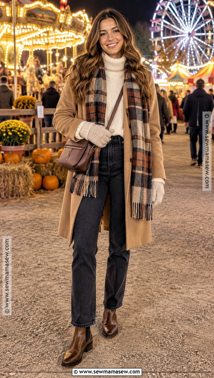 Wool Coat And Scarf Evening Fall Fair Outfit - 20 Fall Fair Outfit Ideas