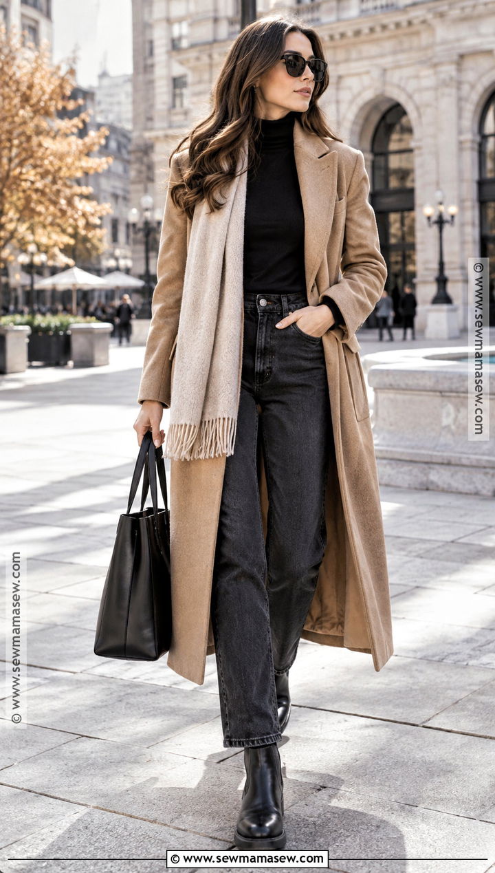 Wool Coat And Turtleneck Fall Capsule Outfit - 15 Fall 2026 Wardrobe Capsule Ideas