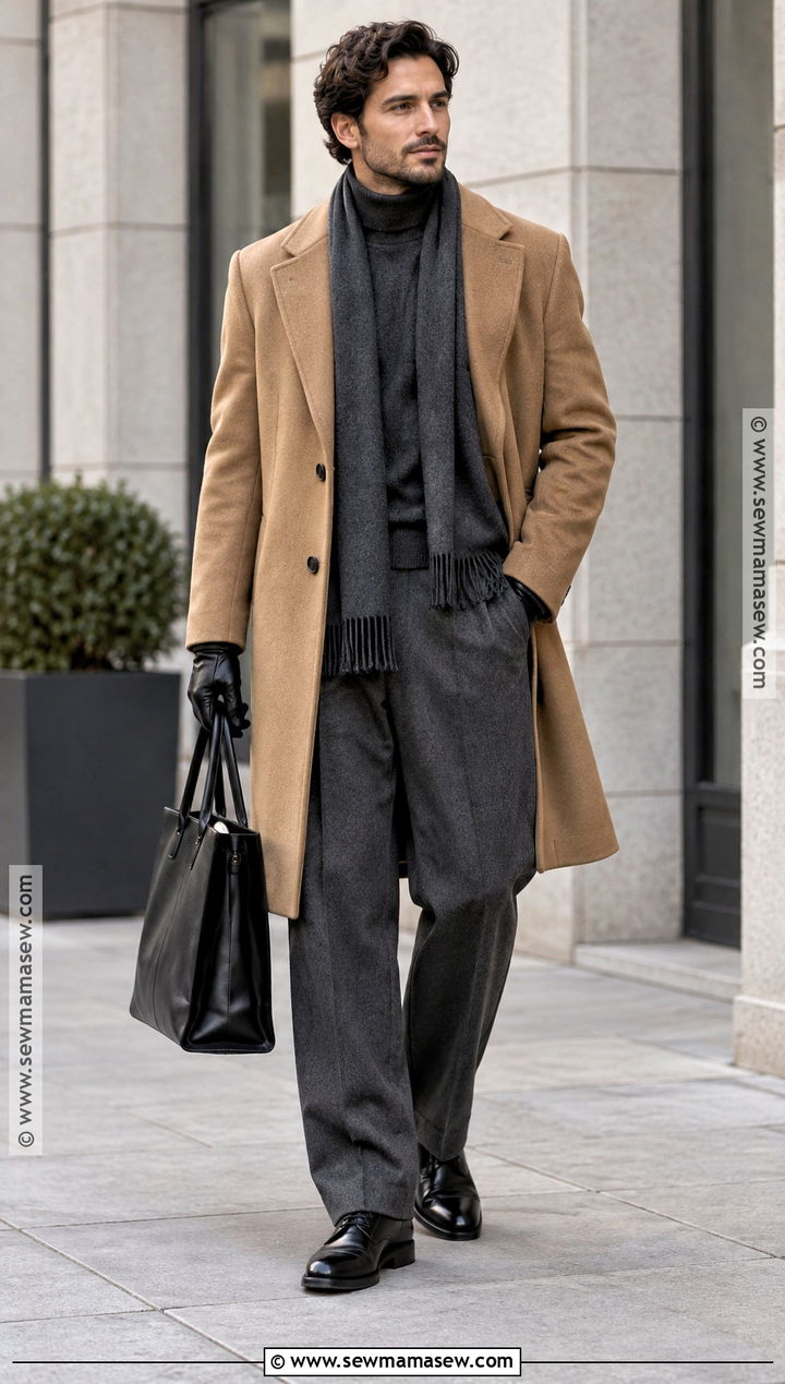 Wool Coat And Wide Leg Trousers Fall Outfit - 15 fall outfits 2026 for men