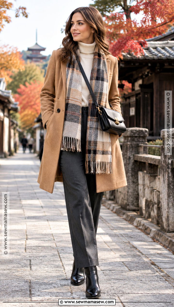 Wool Coat Turtleneck And Tailored Pants Japan Autumn Outfit - 20 japan travel outfit autumn ideas