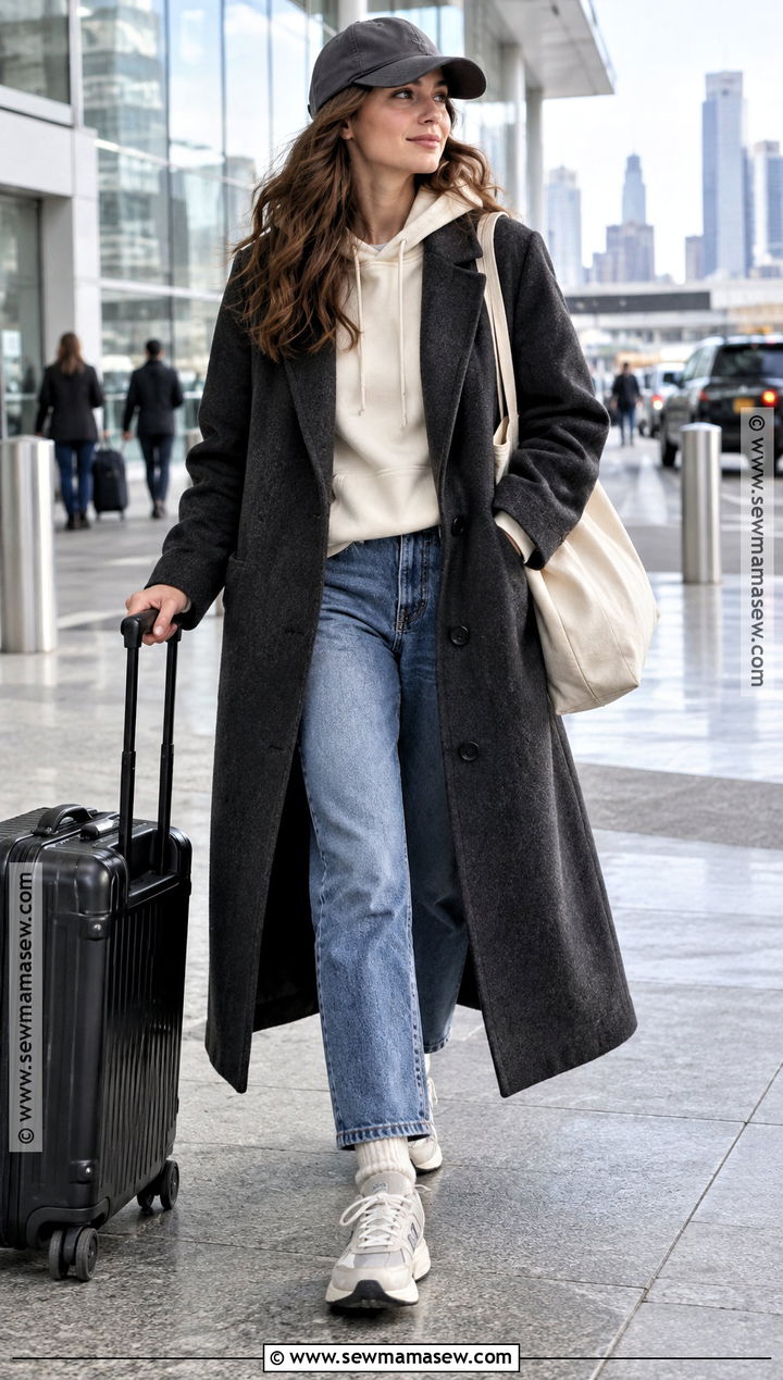 Wool Coat With Hoodie And Jeans - 30 october outfits