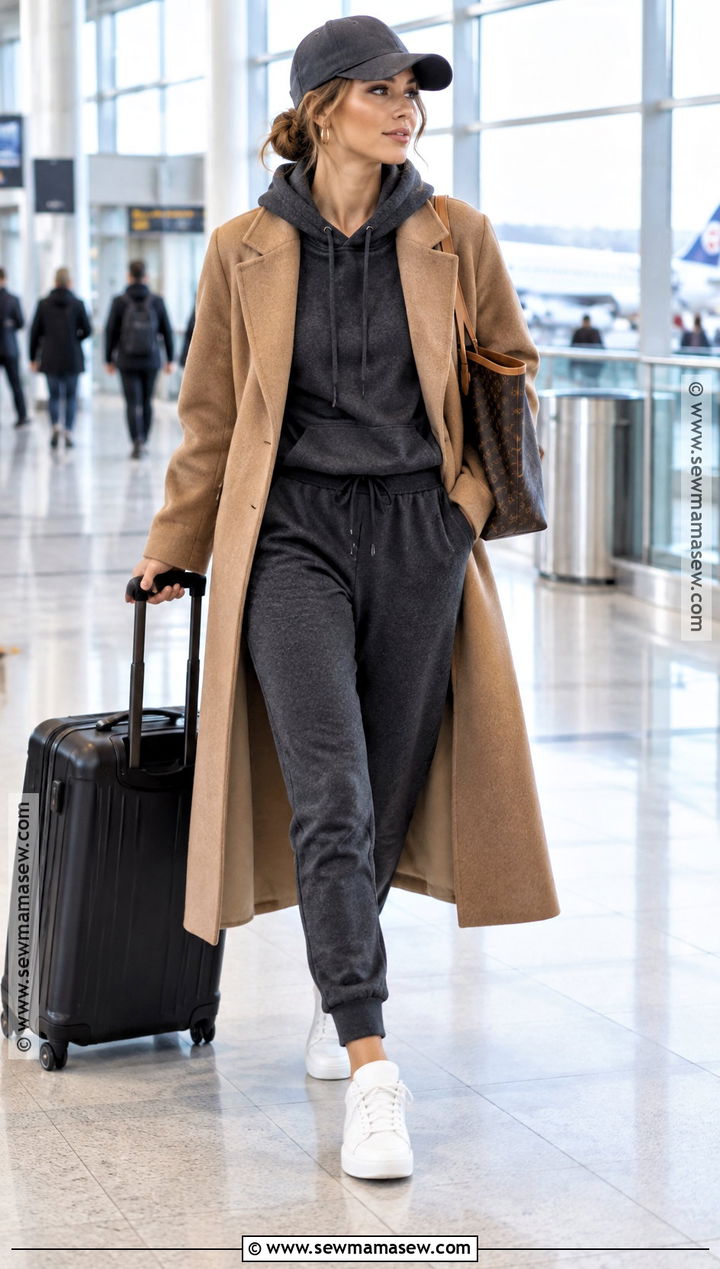 Wool Coat With Hoodie And Joggers - 20 winter and fall outfits