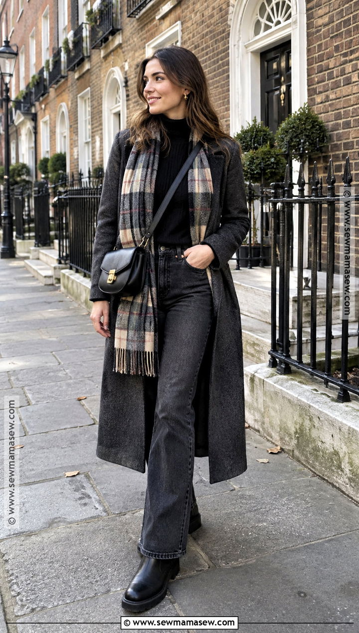 Wool Coat With Turtleneck And Dark Jeans - 15 october ireland outfits