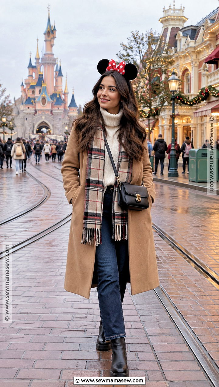Wool Coat With Turtleneck And Jeans - 20 Disney Paris Outfits Autumn