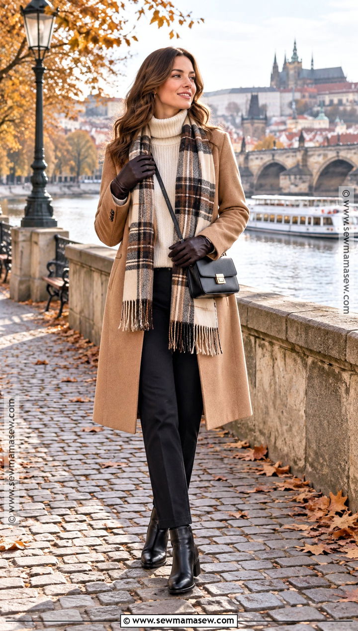 Wool Coat and Black Pants River Cruise Outfit - 15 european river cruise wardrobe fall ideas