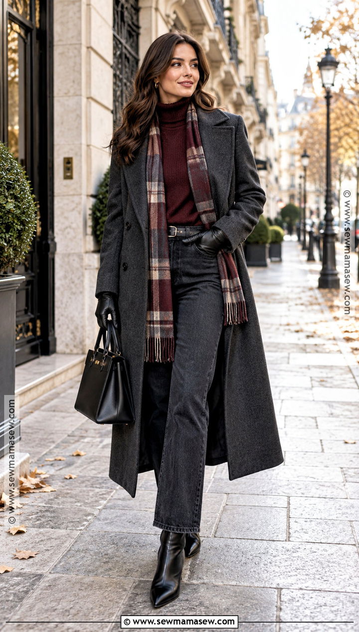 Wool Coat and Dark Denim Autumn Outfit - 15 autumn outfit inspiration collage ideas