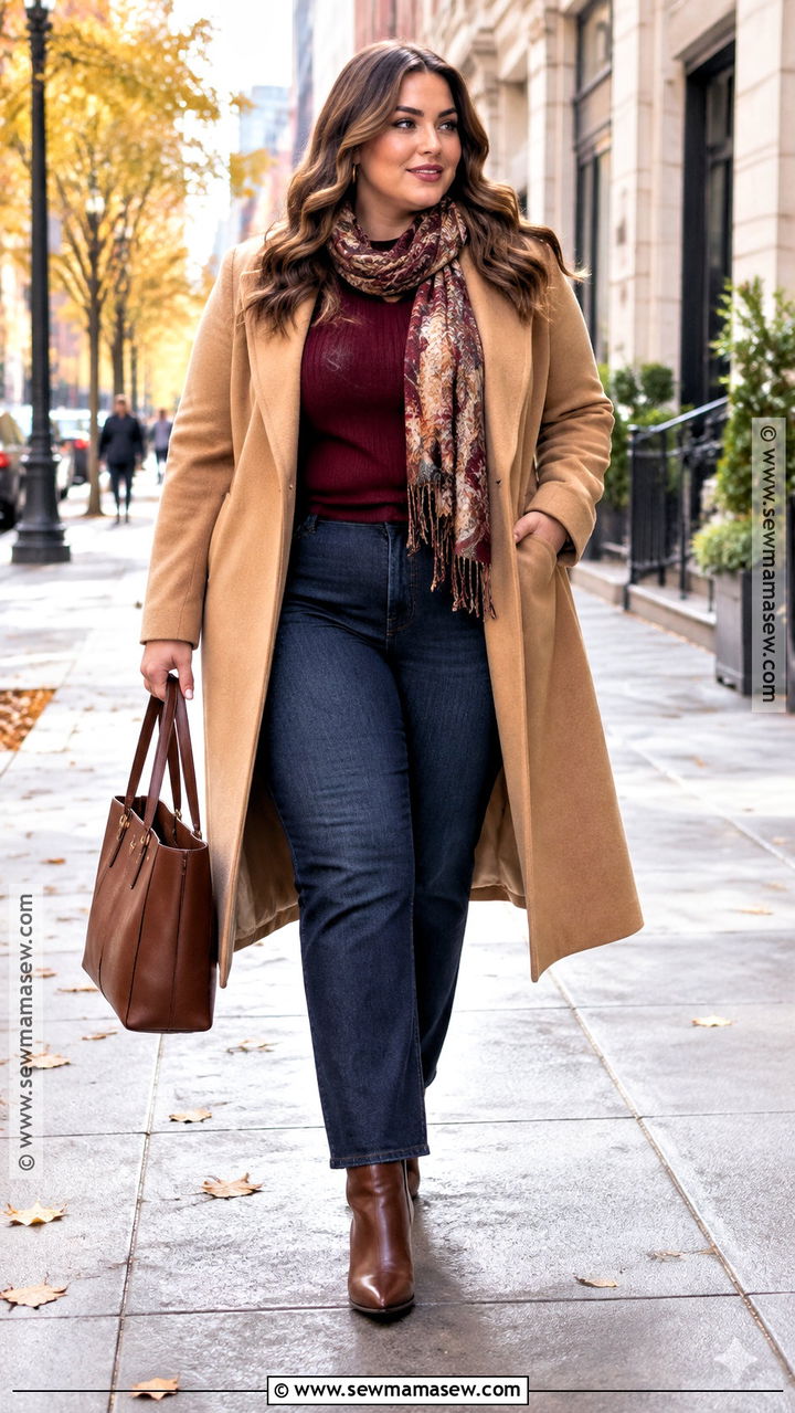 Wool Coat and Dark Jeans Fall Outfit - 20 warm outfits for fall