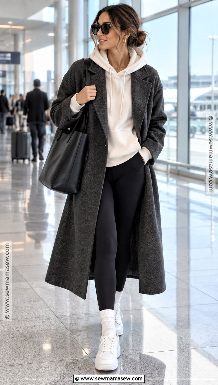 Wool Coat and Hoodie Autumn Outfit - 20 classic autumn outfits