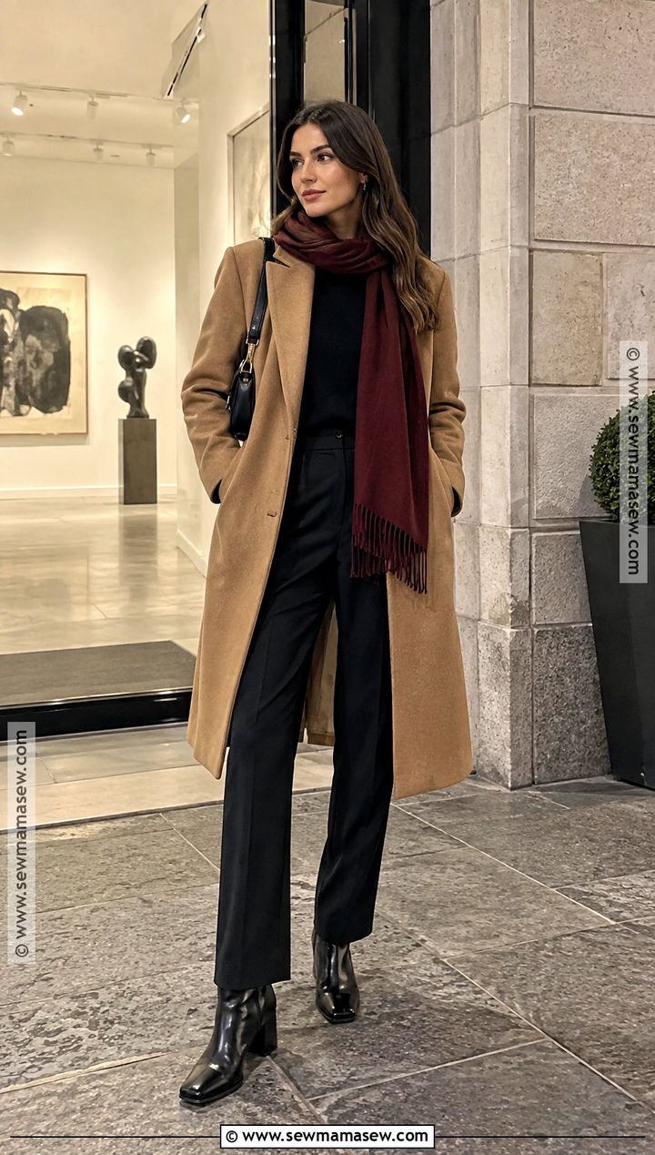 Wool Coat and Monochrome Black Europe Outfit - 15 fall europe travel capsule ideas