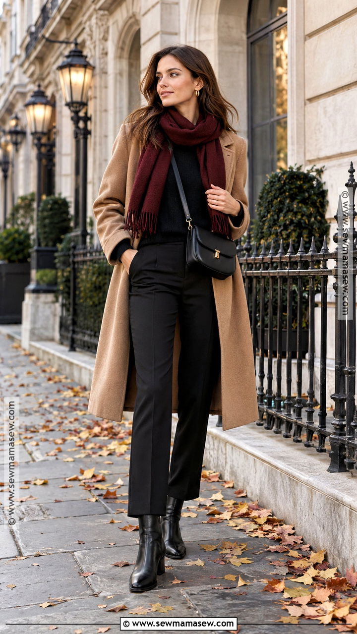 Wool Coat and Monochrome Black Europe Travel Outfit - 20 europe travel outfits fall