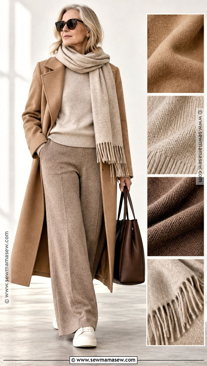 Wool Coat and Monochrome Knitwear Autumn Outfit - 15 cozy autumn outfit collage ideas