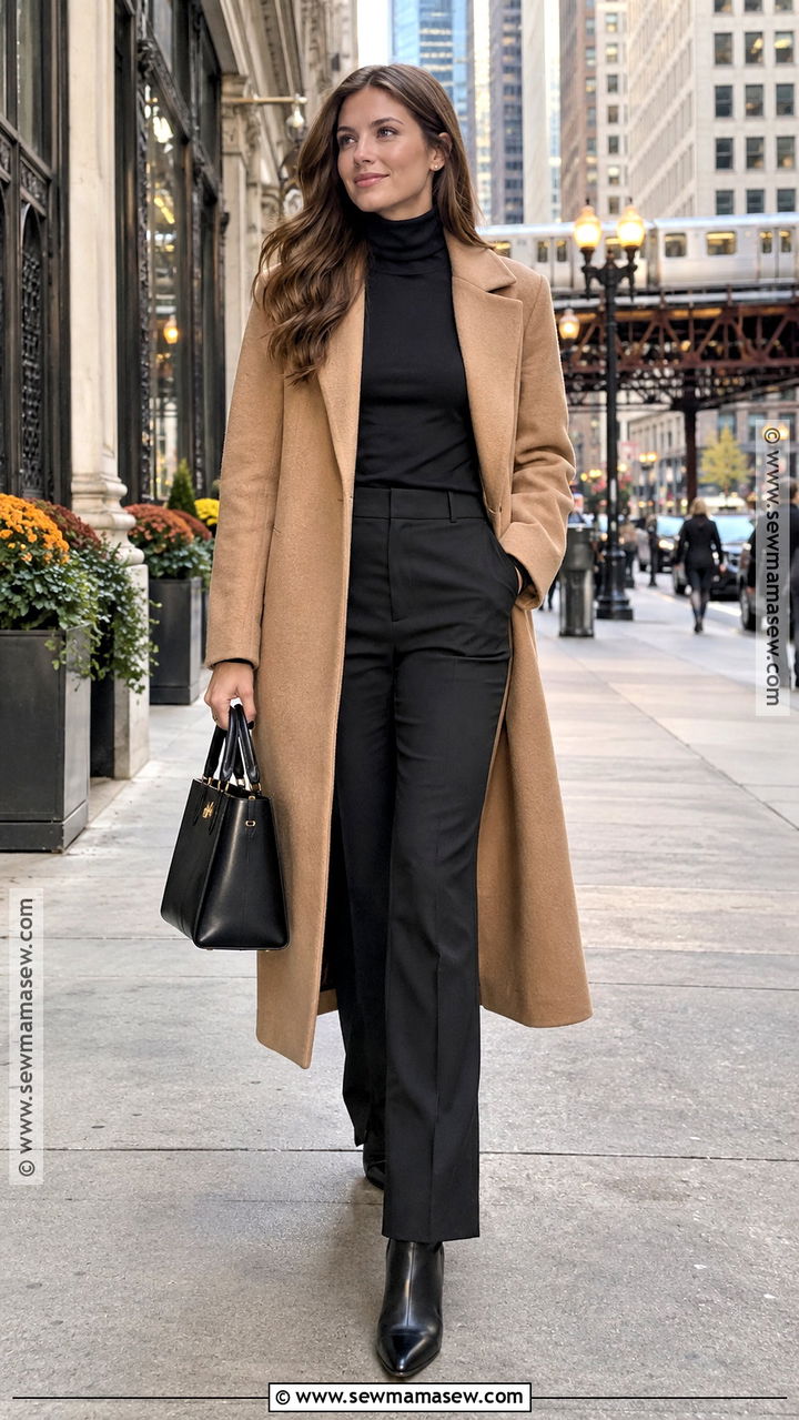 Wool Coat and Turtleneck Trousers Chicago Fall Outfit - 20 fall chicago outfits