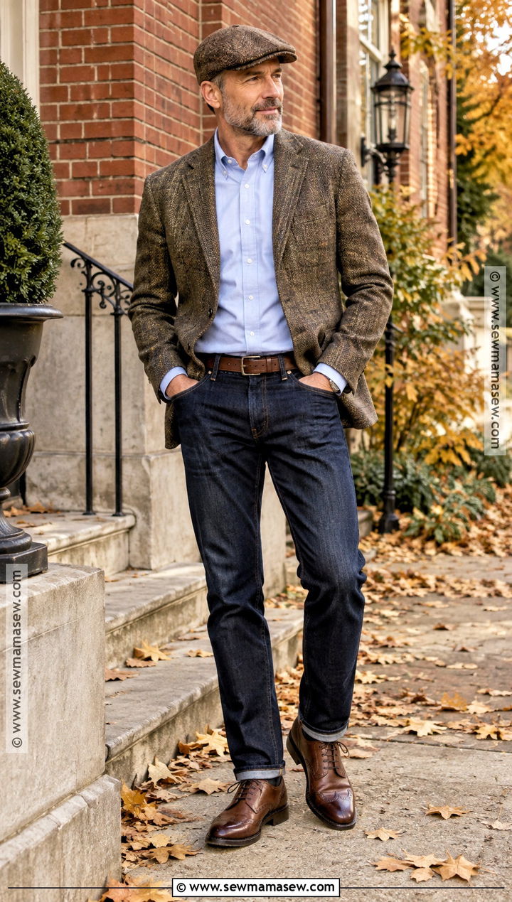 Wool Flat Cap With Tweed Blazer - 15 Fall Hats for Men