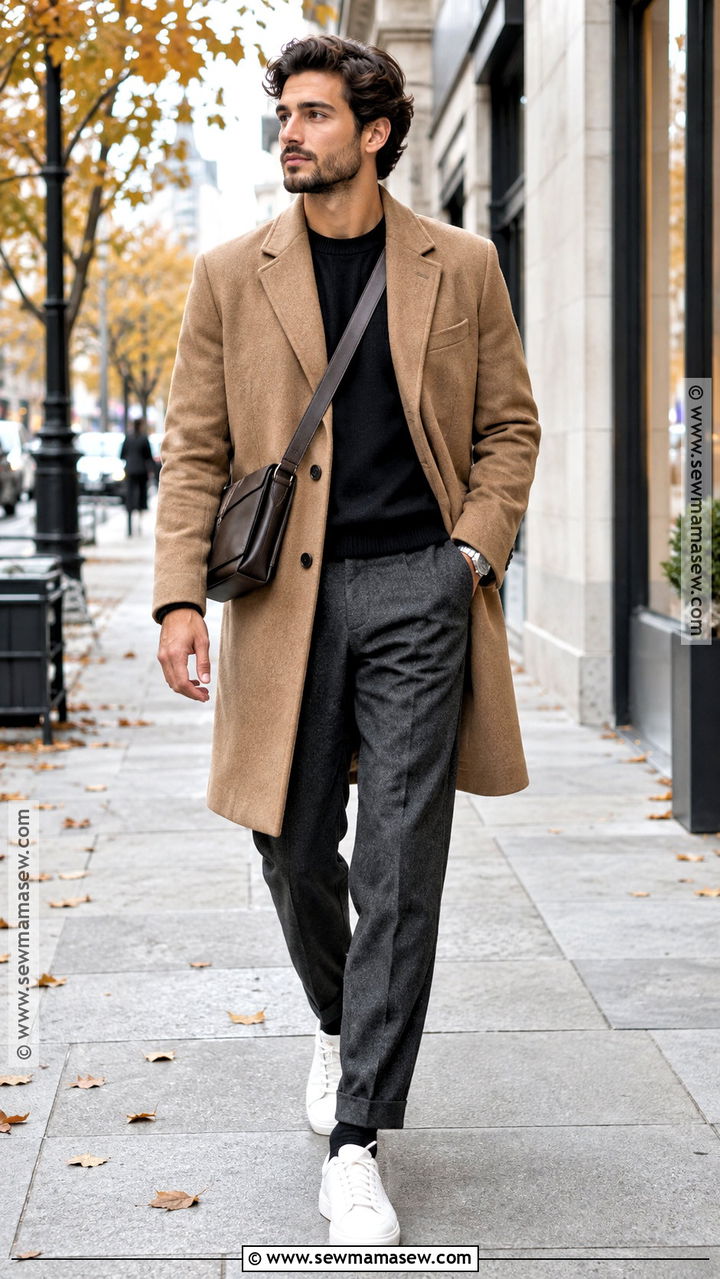 Wool Overcoat And Sneakers Fall Outfit - 20 mens fall street style ideas