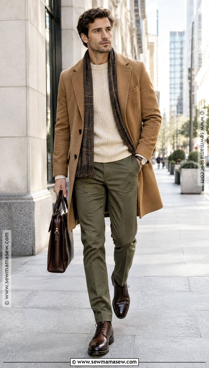 Wool Overcoat With Sweater And Chinos - 20 Mens Fall Style Ideas