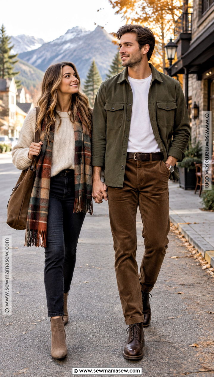 Wool Overshirt And Corduroy Pants Engagement Outfit - 15 engagement photos men outfit fall ideas