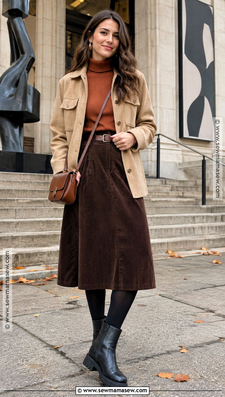 Wool Shacket Turtleneck And Midi Skirt Seattle Fall Outfit - 20 Fall Seattle Outfits
