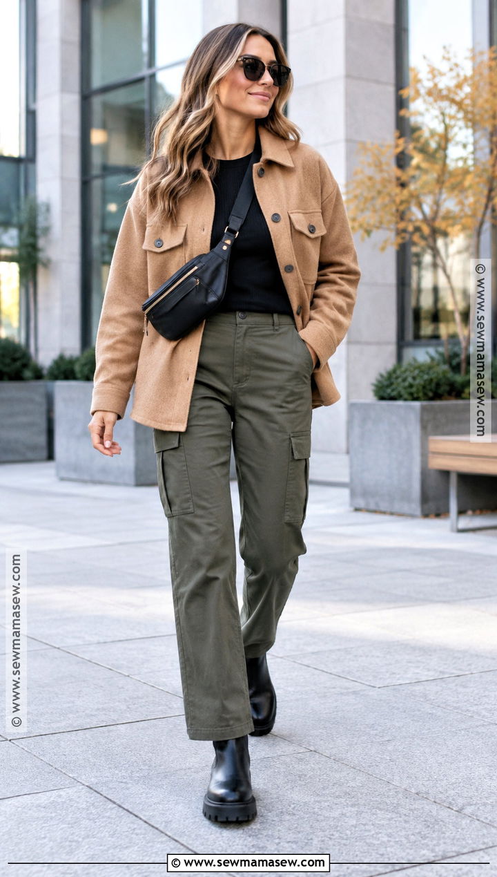 Wool Shacket With Cargo Pants - 20 cute fall jackets