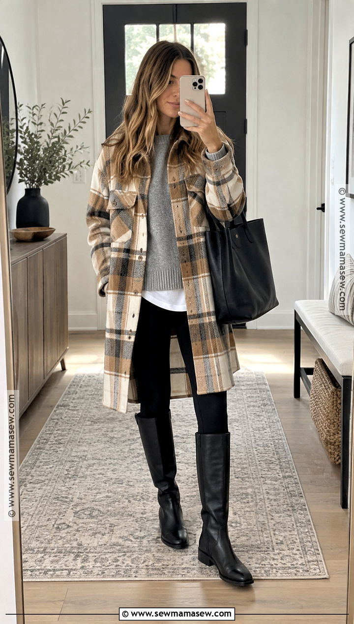 Wool Shacket With Leggings And Boots - 15 autumn jackets 2026