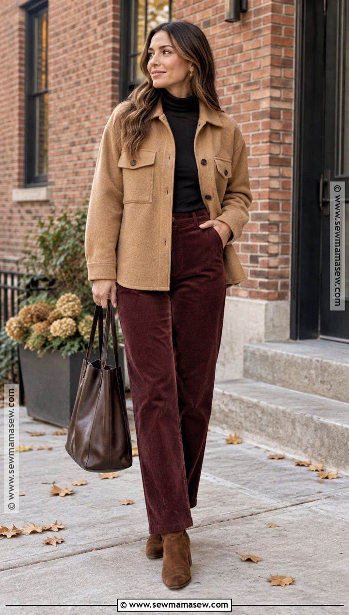 Wool Shirt Jacket With Corduroy Pants - 20 fall jackets for women
