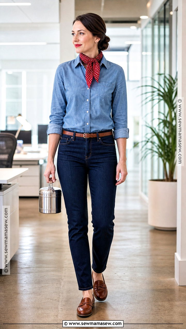 Work Friendly Rosie The Riveter Costume With Dark Jeans - 35 rosie the riveter costume ideas