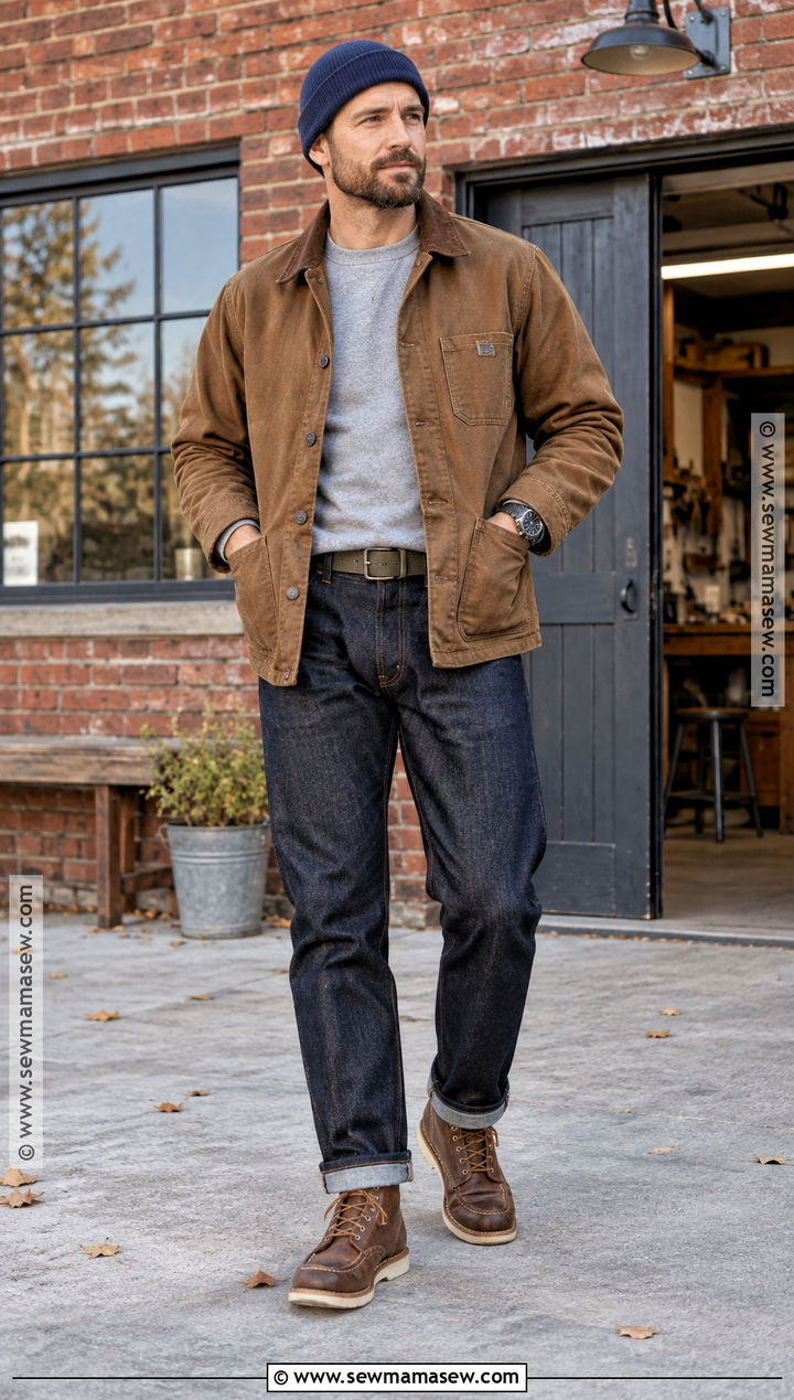 Workwear Autumn Outfit With Chore Jacket - 20 autumn outfits aesthetic for men