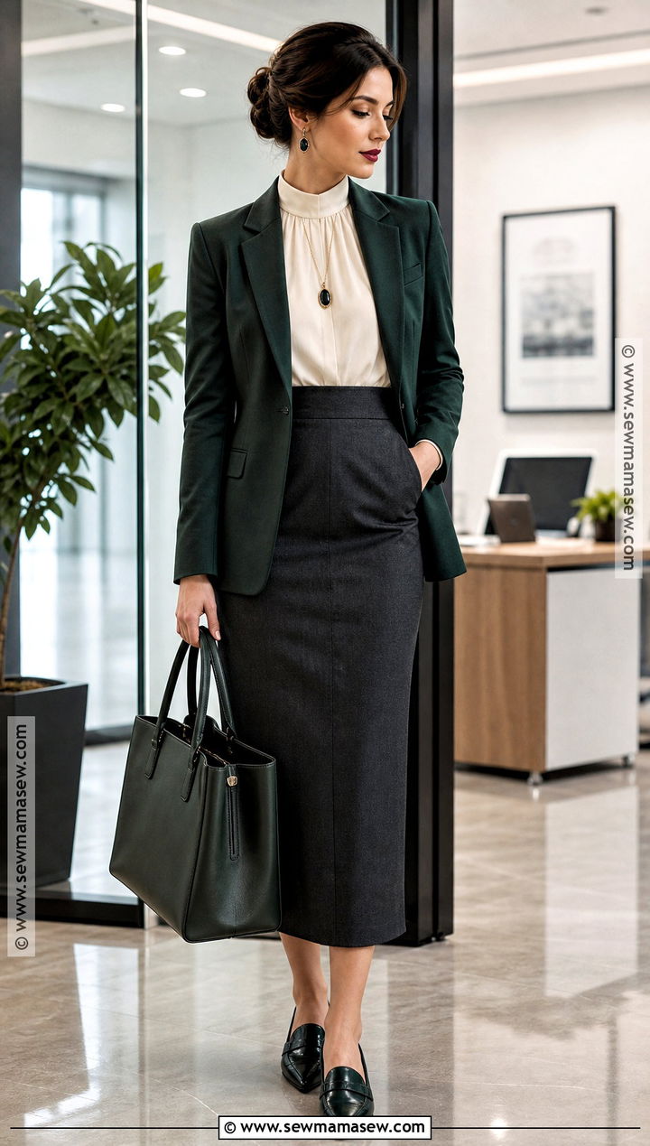 Workwear Witch Outfit With Midi Skirt - 50 witch outfit ideas