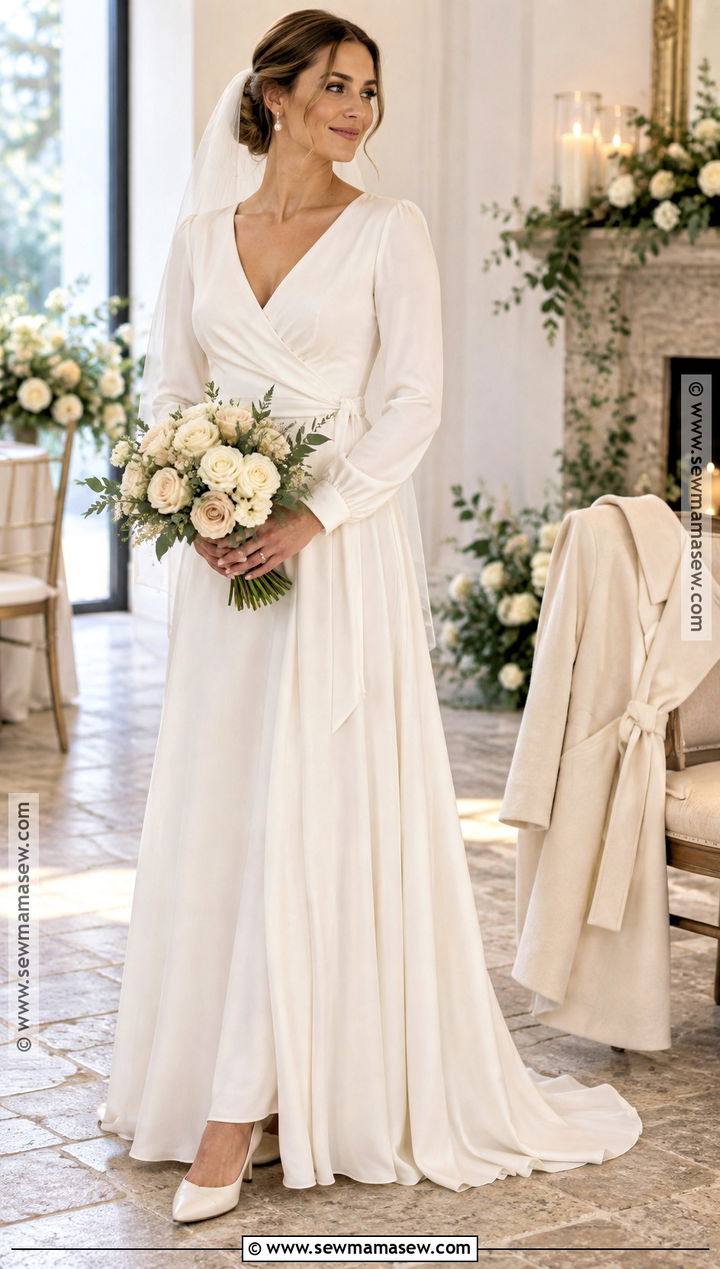 Wrap Fall Wedding Dress - 15 simple wedding dress fall ideas