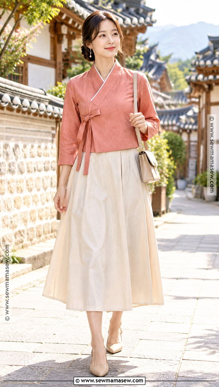 Wrap Jeogori And Midi Skirt Outfit - 15 korean thanksgiving outfits