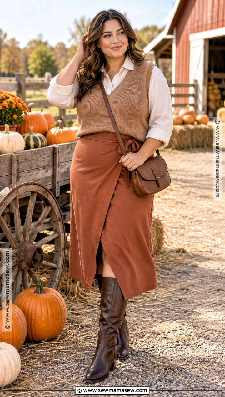 Wrap Midi Skirt Pumpkin Patch Outfit - 20 skirt pumpkin patch outfit ideas