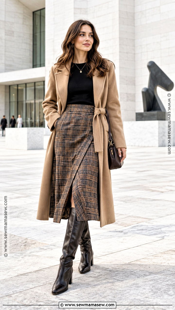 Wrap Skirt Autumn Outfit - 25 skirt autumn outfit ideas