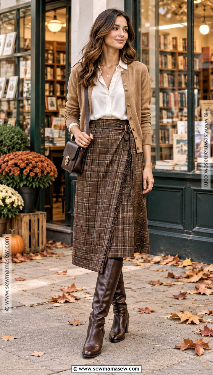 Wrap Skirt Autumn Outfit - 25 autumn skirt outfit ideas