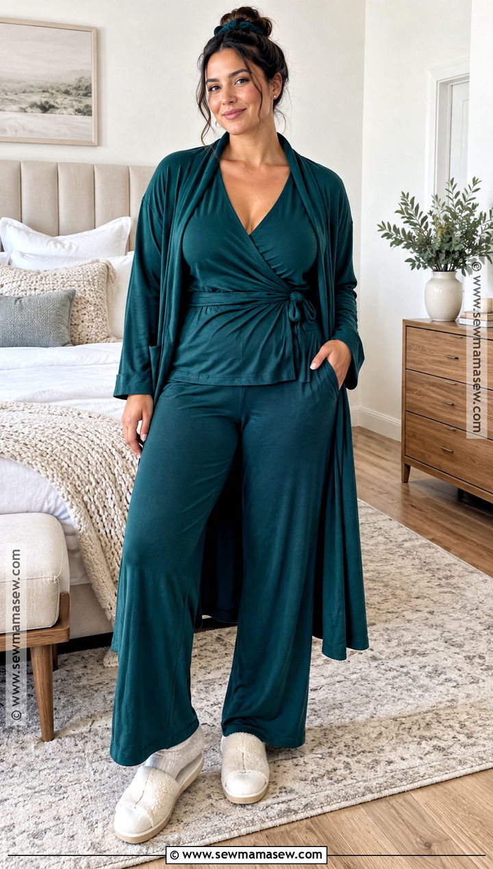 Wrap Top Wide Leg Fall Pajamas - 20 Fall Pajamas Aesthetic