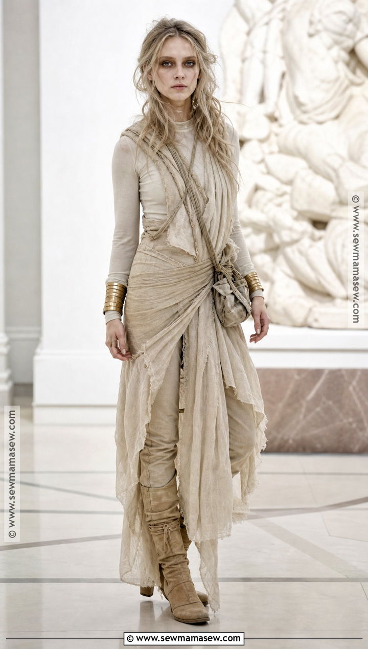 Wrapped Mummy Costume With Neutral Layers - 30 Halloween Party Costume Ideas