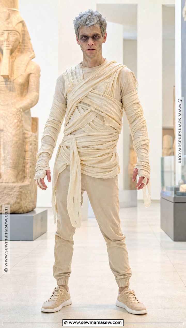 Wrapped Mummy Costume With Neutral Layers - 30 halloween male costumes