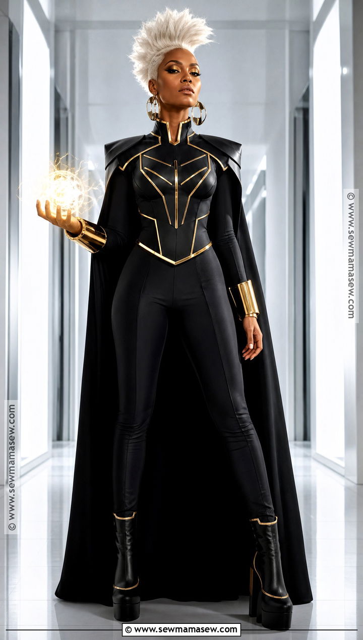 X Men Red Storm Cosplay With Gold Shoulder Cape - 30 storm cosplay ideas