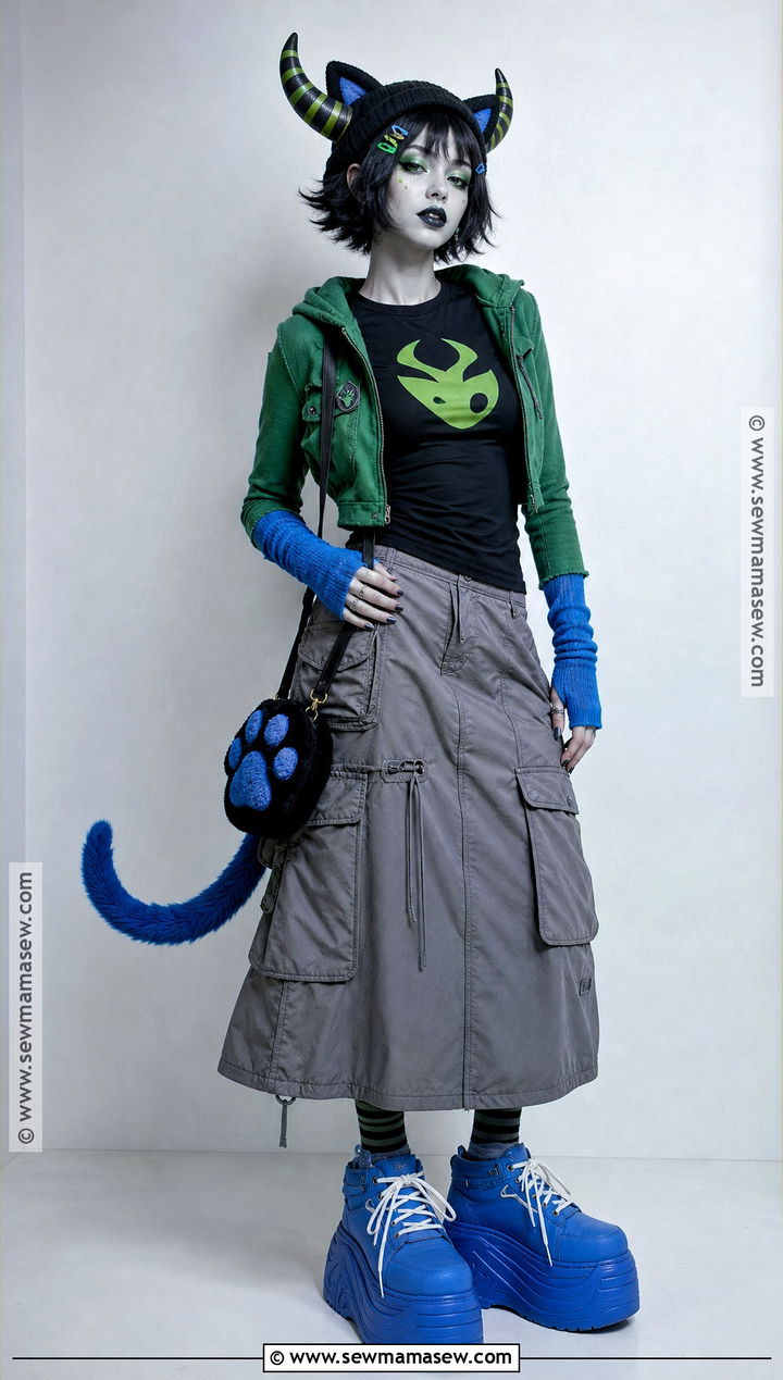 Y2K Nepeta Cosplay With Gray Cargo Skirt - 30 Nepeta Cosplay Ideas