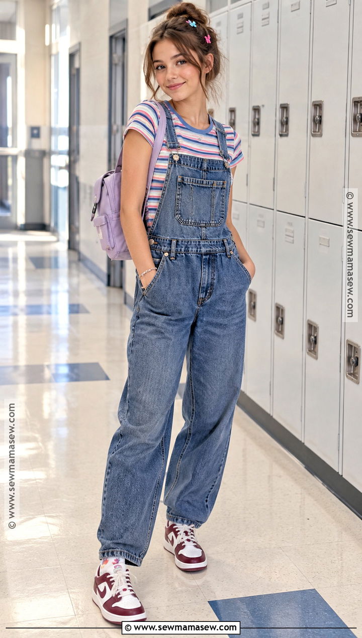 Y2K Overalls And Baby Tee Outfit - 15 back to school y2k outfits