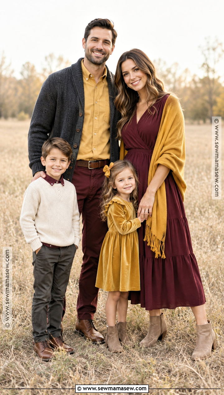Yellow And Burgundy Family Photo Outfits - 15 yellow fall family photo outfits
