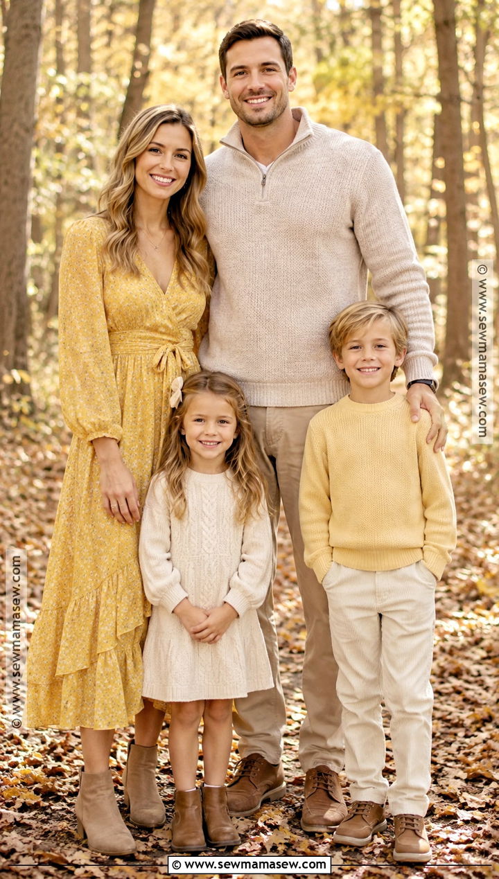Yellow And Cream Family Photo Outfits - 15 yellow fall family photo outfits