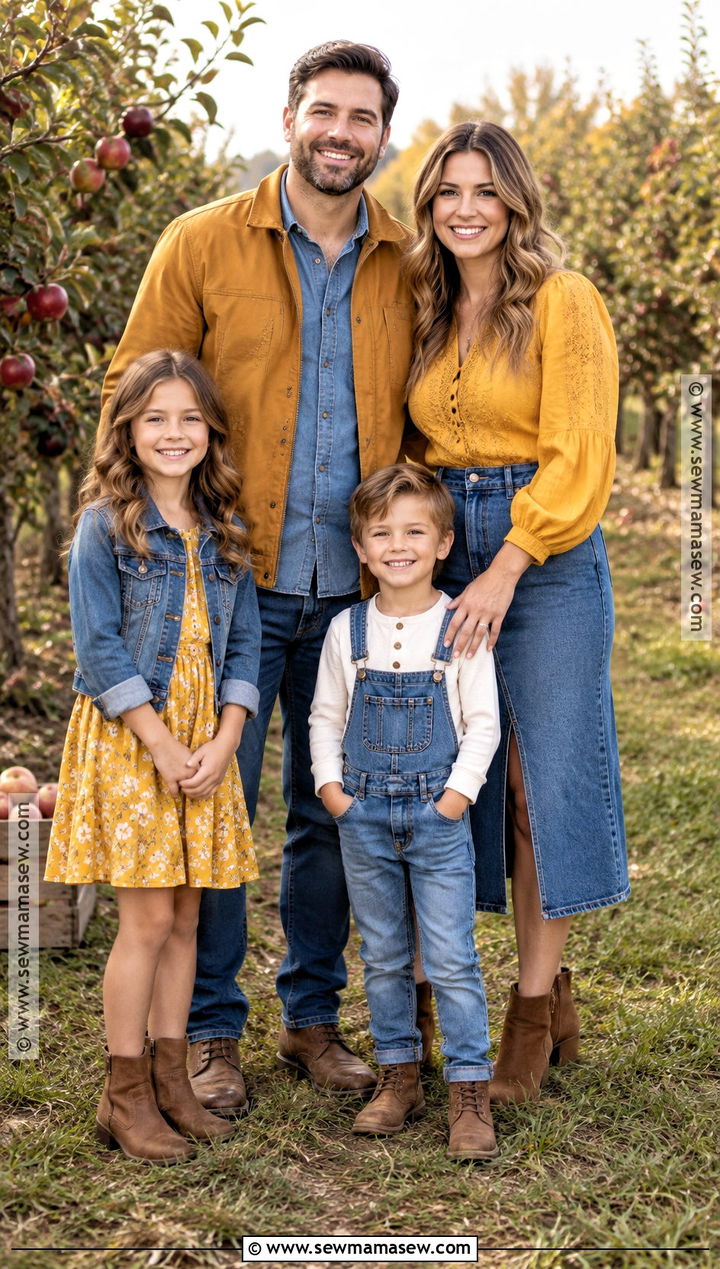 Yellow And Denim Family Photo Outfits - 15 yellow fall family photo outfits