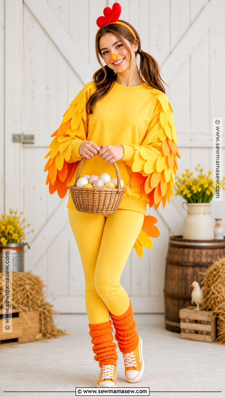 Yellow Chicken Costume With Feathered Wings - 35 animal costume ideas