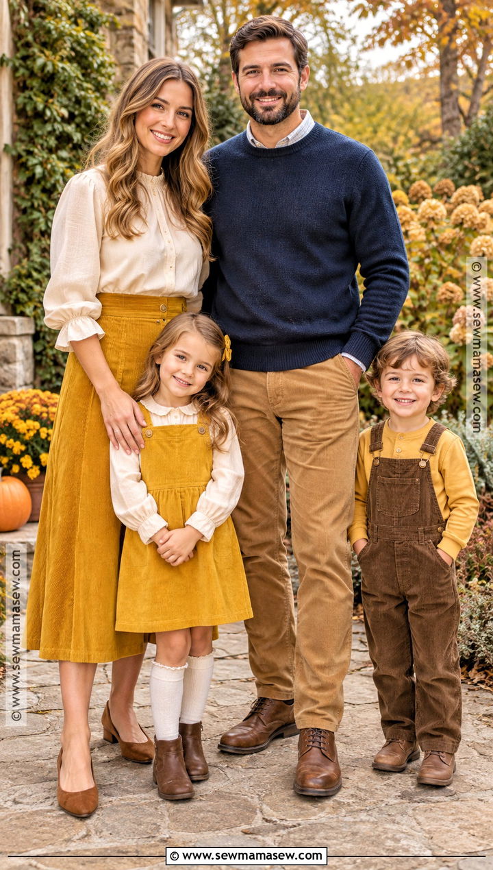 Yellow Corduroy Family Photo Outfits - 15 yellow fall family photo outfits