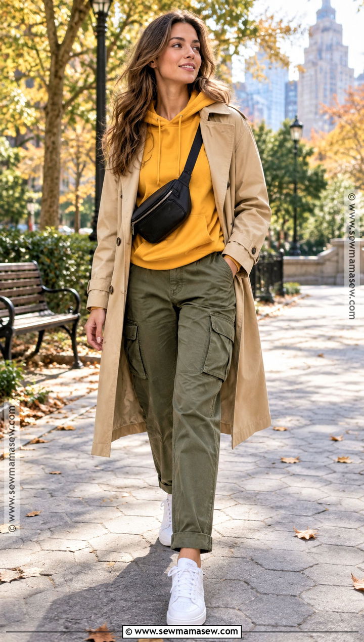 Yellow Hoodie With Cargo Pants - 15 Yellow Fall Outfit Ideas