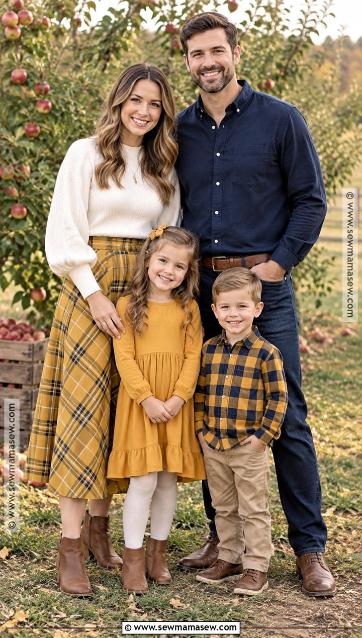 Yellow Plaid Family Photo Outfits - 15 yellow fall family photo outfits