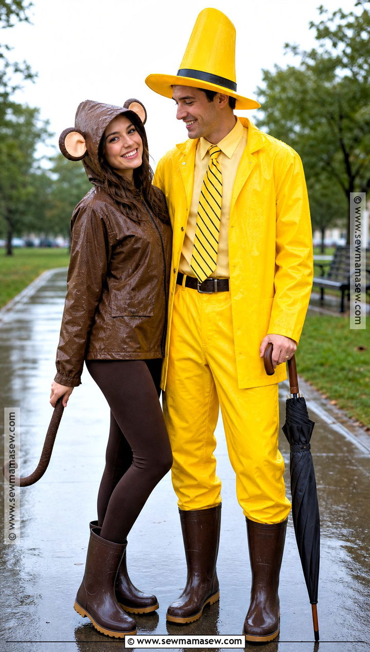 Yellow Raincoat Curious George Couple Costume - 35 curious george couple costume ideas
